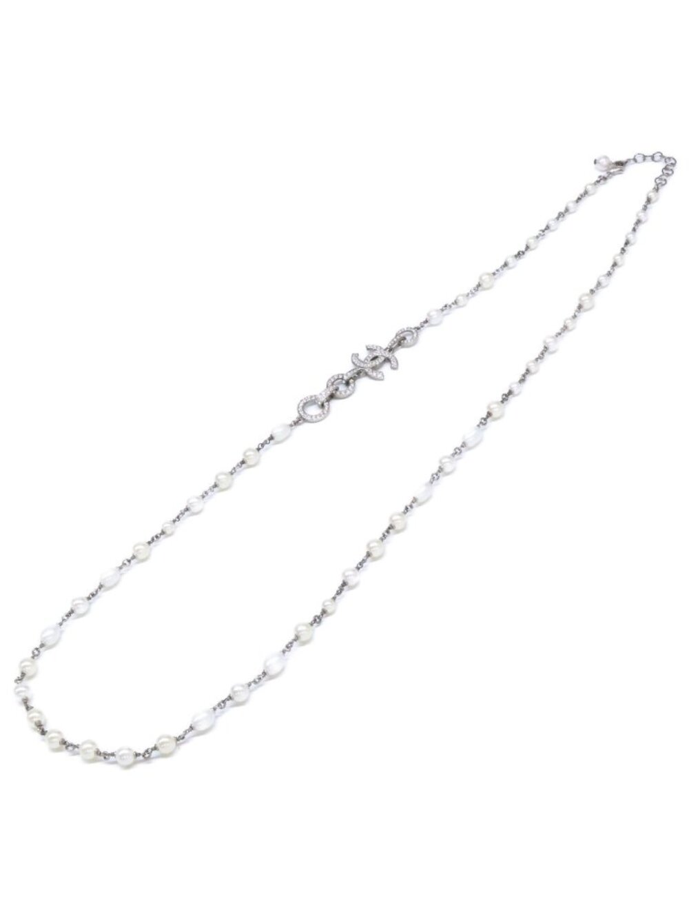 Chanel Rhinestone CC Logo Baroque Pearl Necklace